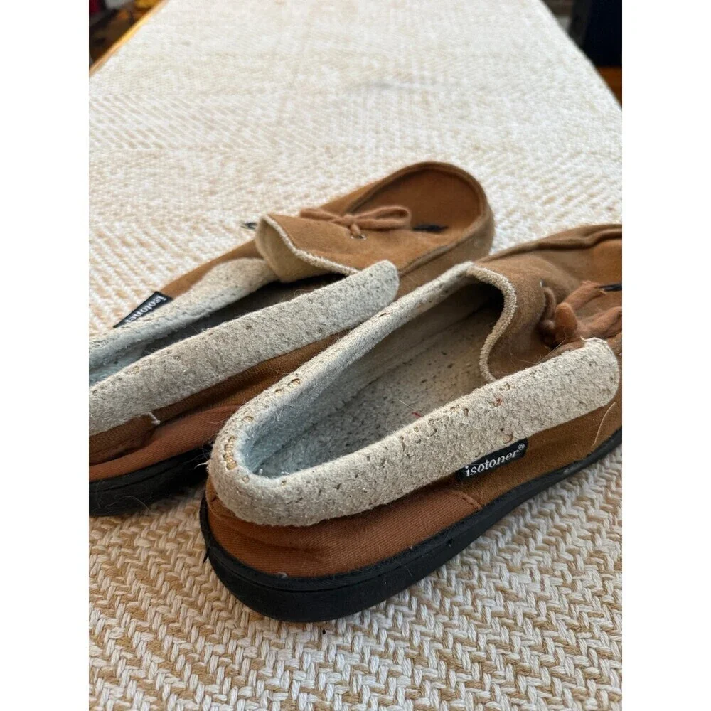 Isotoner Faux Fur Lined Slippers – Brown – Men’s 9.5–10.5